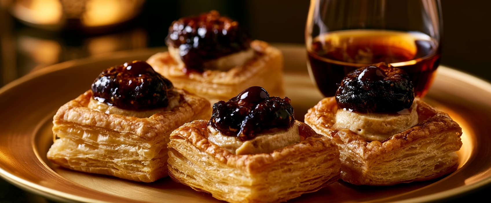 Bladerdeegbakje met foie gras, vijgenconfiture en Pedro Ximénez