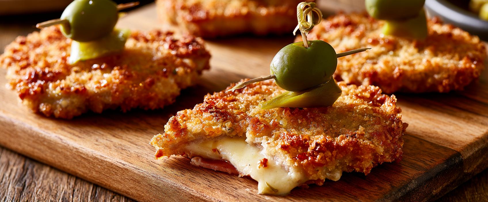 Cachopo Crujiente — Mini Kalfsschnitzel met Jamón Serrano en Queso Semicurado