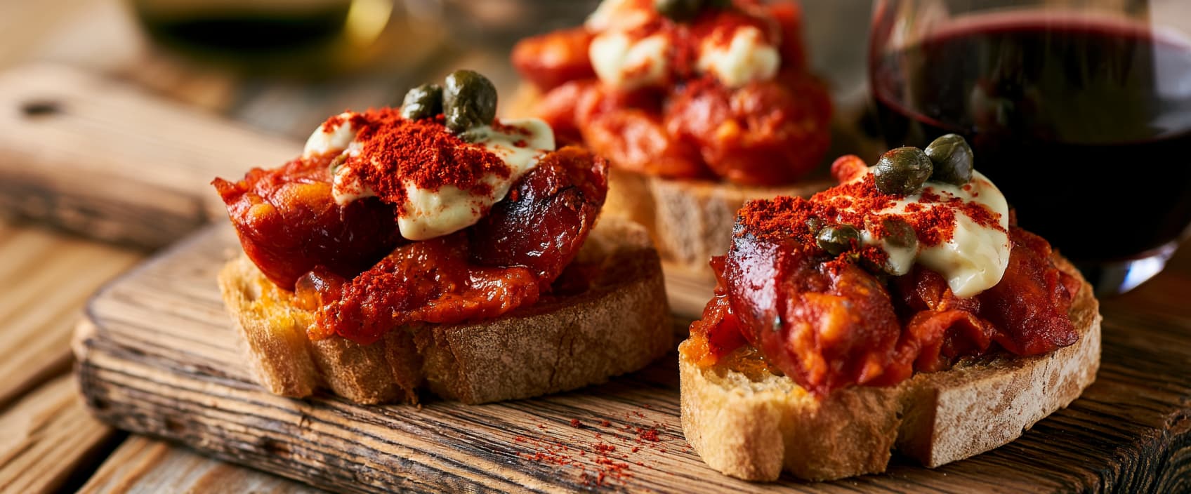 Pintxo de chistorra met paprika, aioli en kappertjes