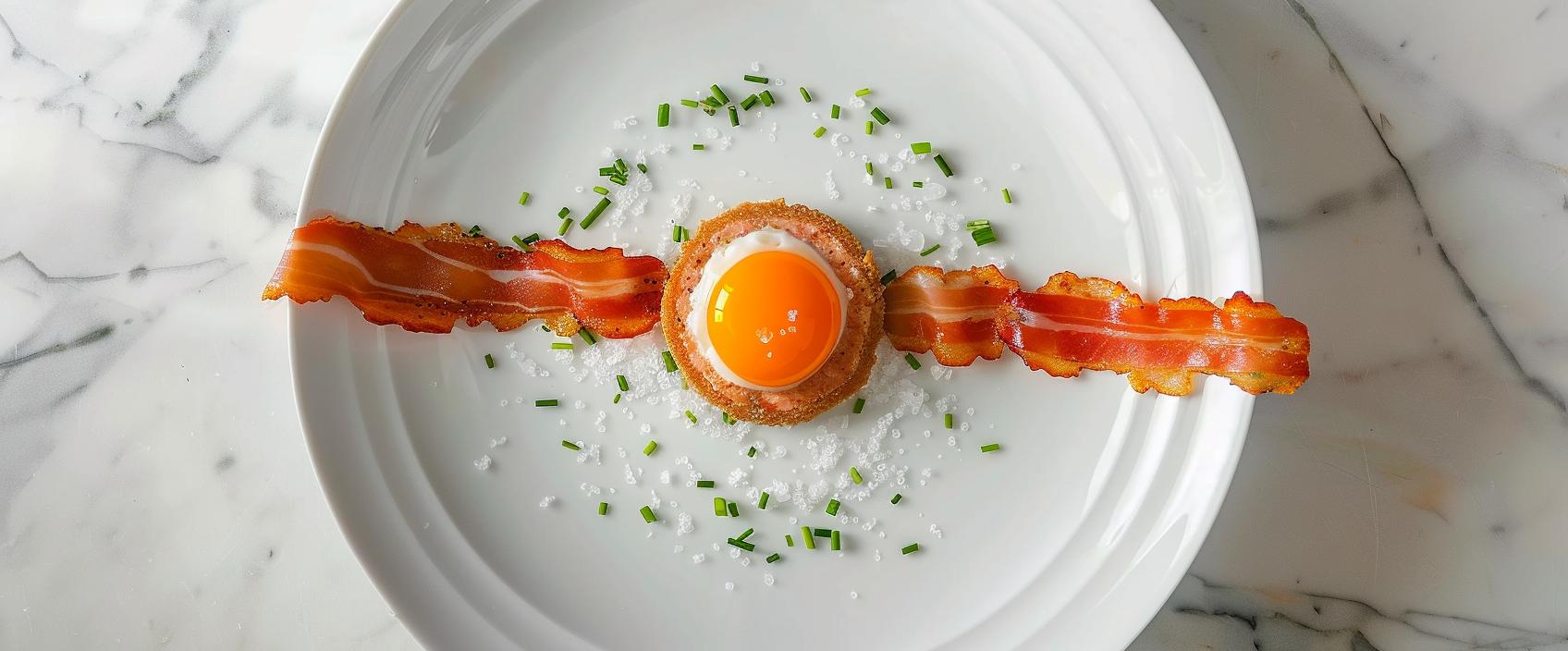 De Rolex — krokante pancetta met foie gras en gebakken eidooier