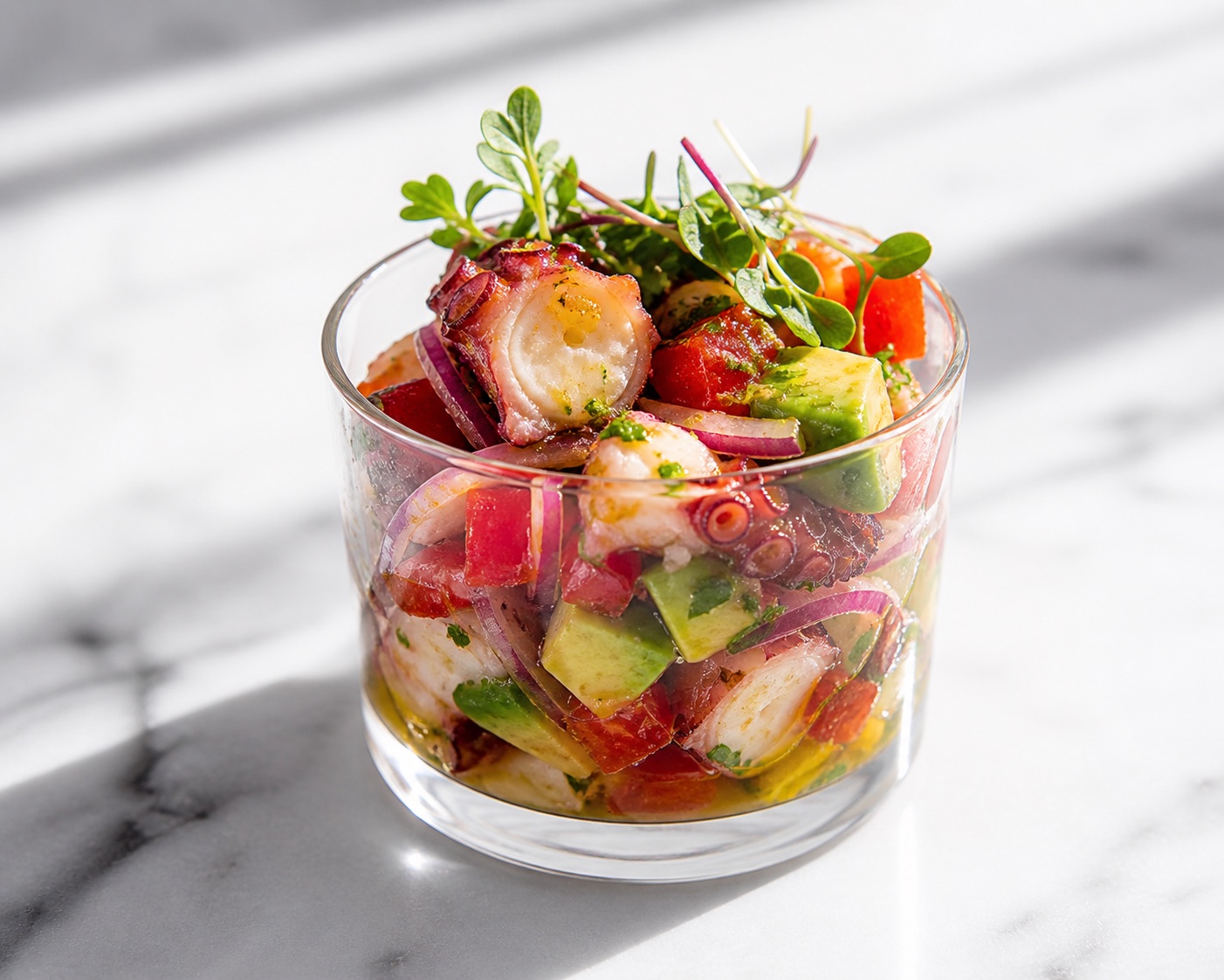 Ensalada de pulpo in glaasje — Michelin niveau octopuspintxo