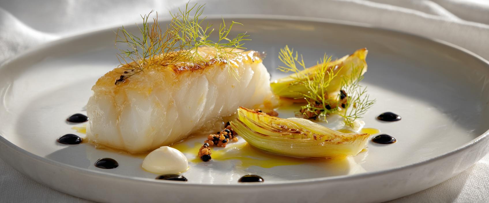 Heilbot In Honing-Boterconfit Met Venkel, Appelsap En Balsamico — Steirereck-Stijl
