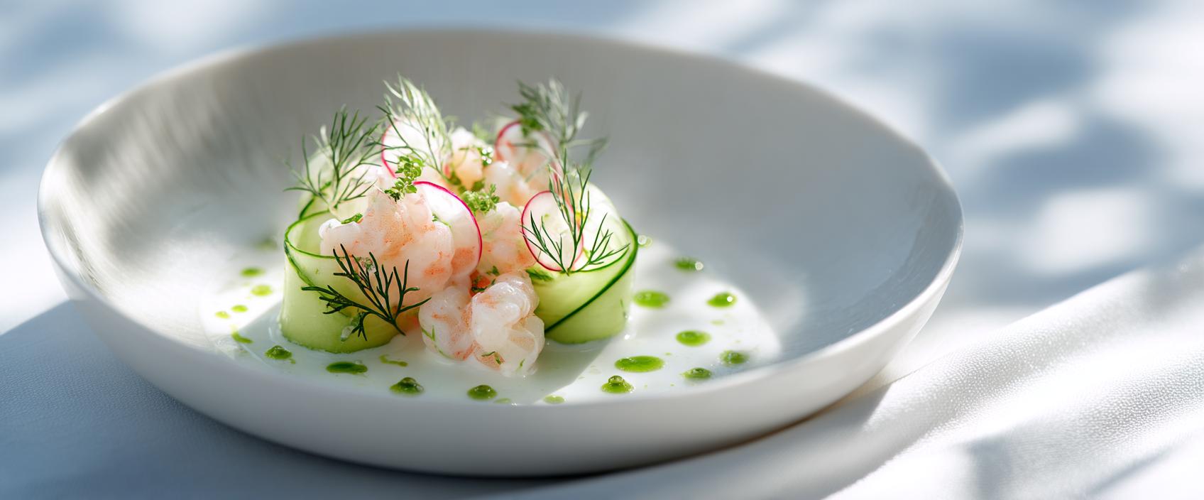 Hollandse garnalen met karnemelk, mierikswortel en dille — Geranium-stijl