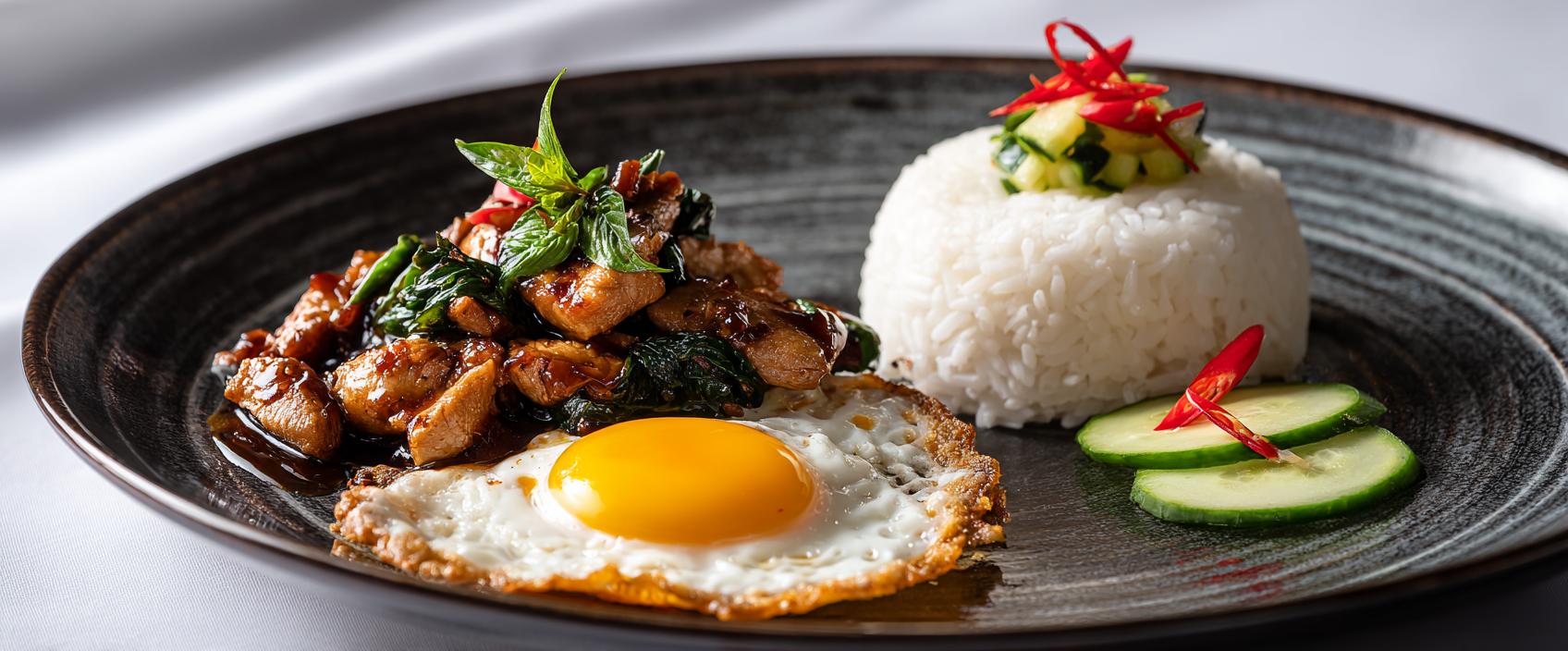 Kip Krapao — wokgerecht met heilige basilicum, chili en perfect gebakken ei