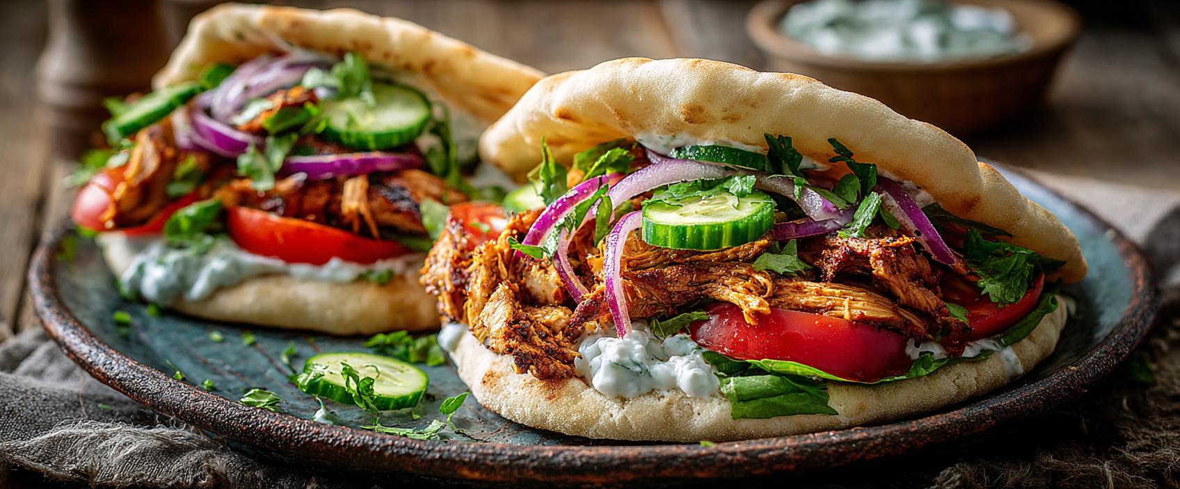 Kipshoarma met zelfgemaakte pitabroodjes uit de pizzaoven