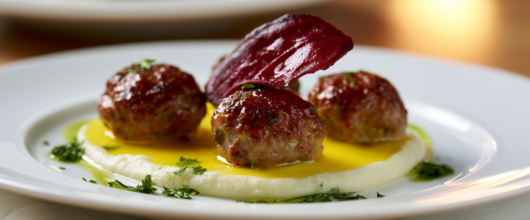 Königsberger Klopse — kalfsgehaktballetjes in saffraan-kappertjessaus