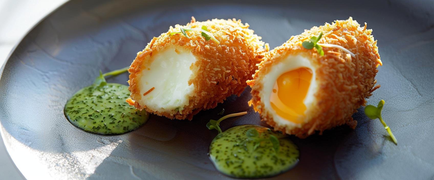 Krokante garnalenlava met romige garnalenbisque