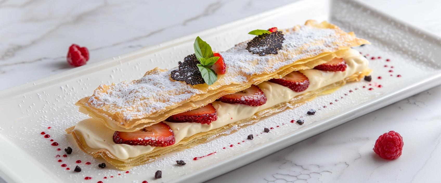 Mille-Feuille van Aardbei en Zwarte Zomertruffel met Citroencrème