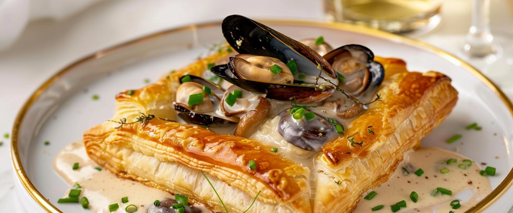 Mossel-vol-au-vent (koninginnenhapje) met champignon en cognac-room
