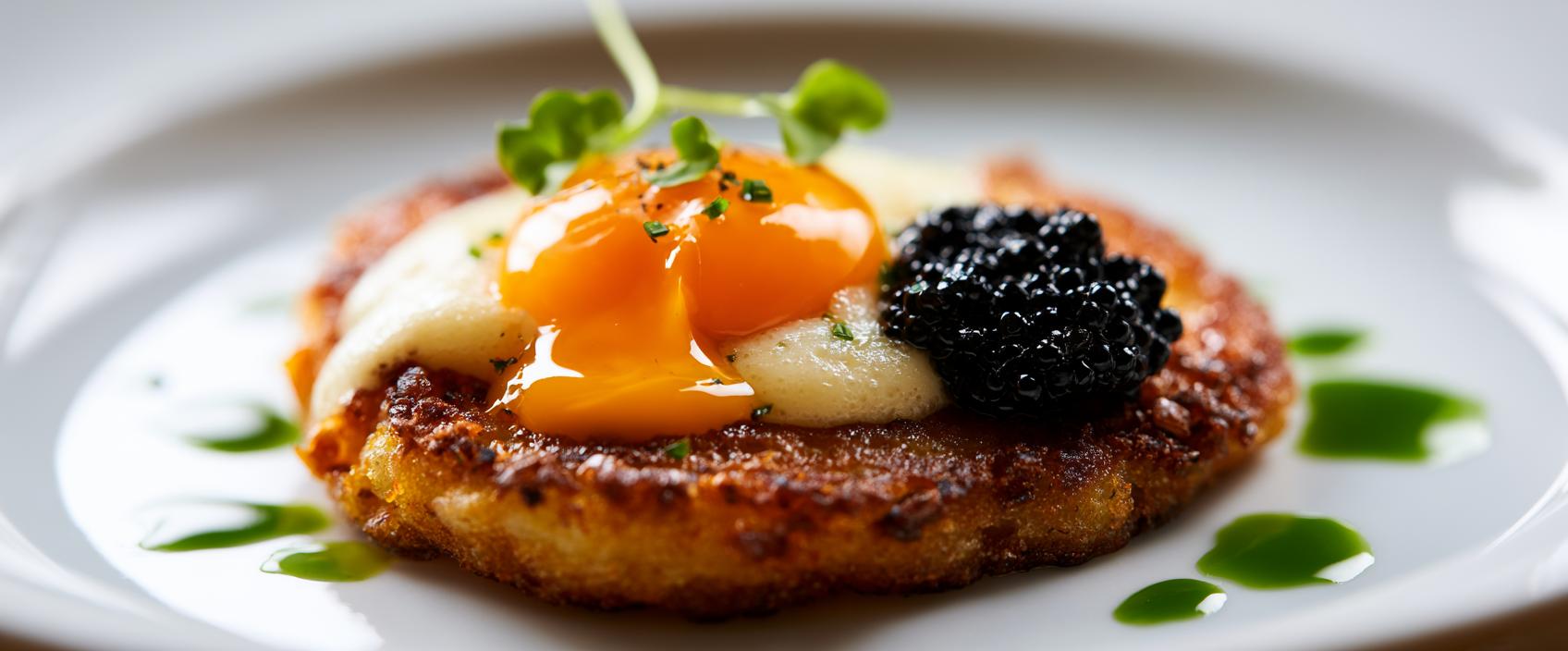 Het perfecte ei met rösti, Comté-crème en kaviaar