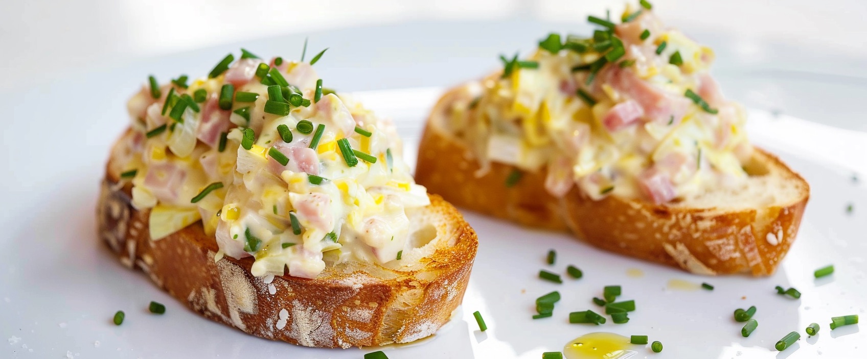 Pintxo de puerro — Baskische preisalade met ham op brood