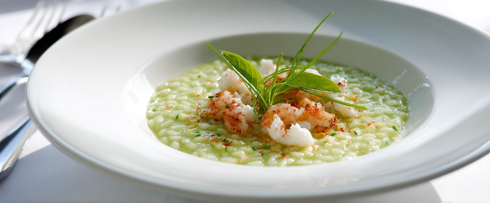Risotto met Courgette, Burrata en Rauwe Garnaal