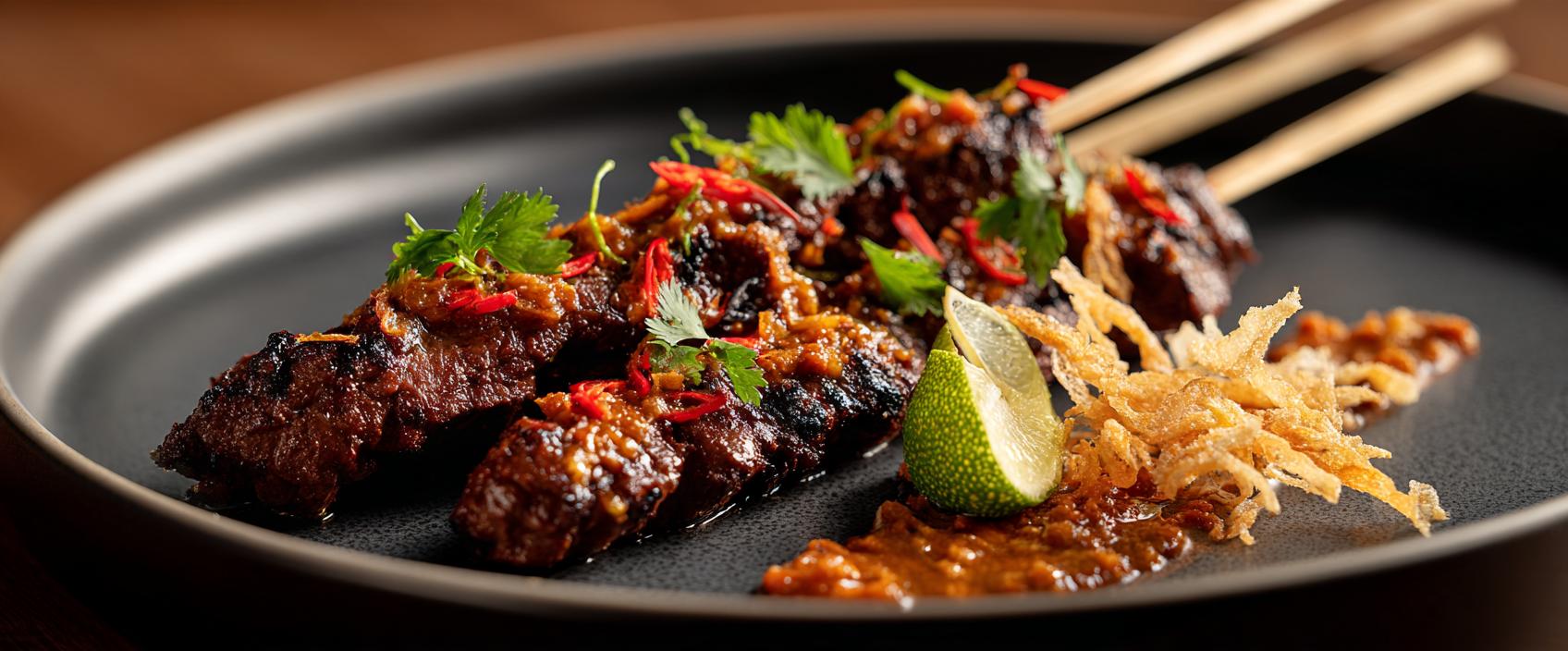 Saté Maranggi van ossenhaas met lombok-kecapsaus