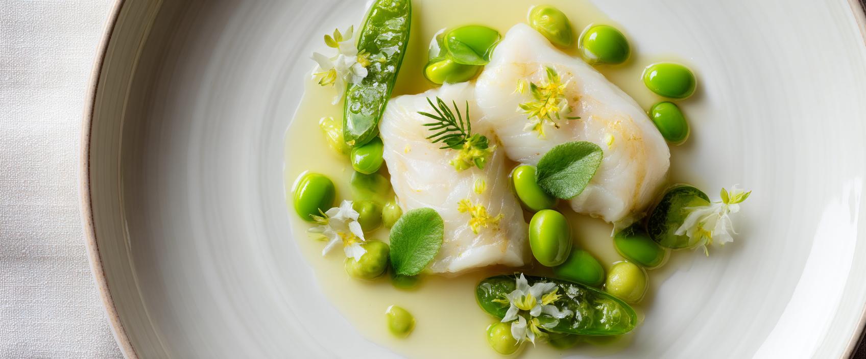 Tongfilets met Manzanilla-jus, sugar snaps, doperwten en dragon — Darroze-stijl